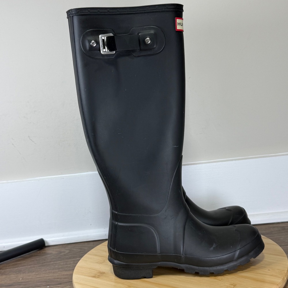 Hunter Original Tall Rain Boots Womens 5 Black Matte Waterproof Gorpcore Utility